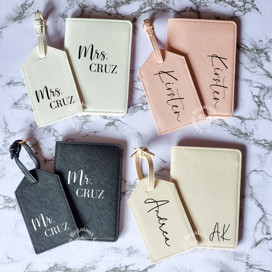 Personalised Saffiano Passport Cover and Luggage Tag Set | Dee