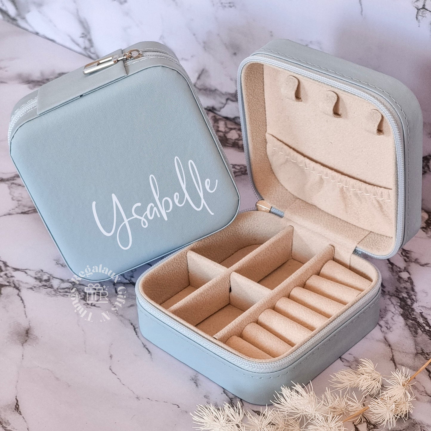 Personalised Mini Jewellery Box - Light Blue