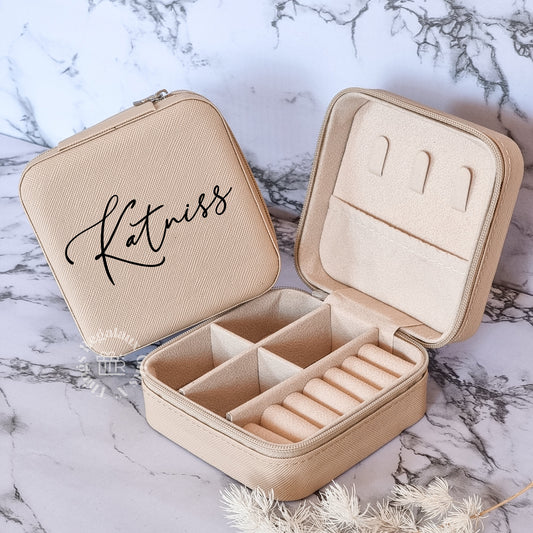 Personalised Mini Jewellery Box - Beige