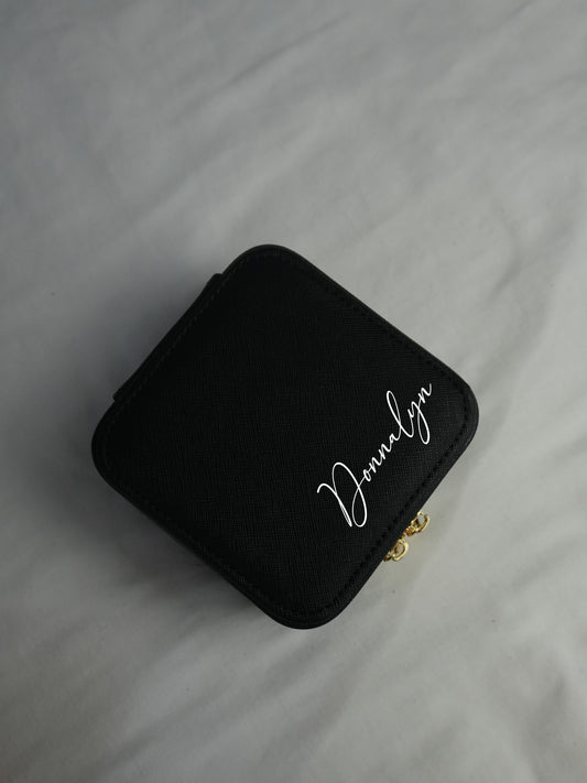 Travel Jewellery Case Custom Personalised Jewellery Box - Black